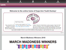 Tablet Screenshot of capeannyouthhockey.com